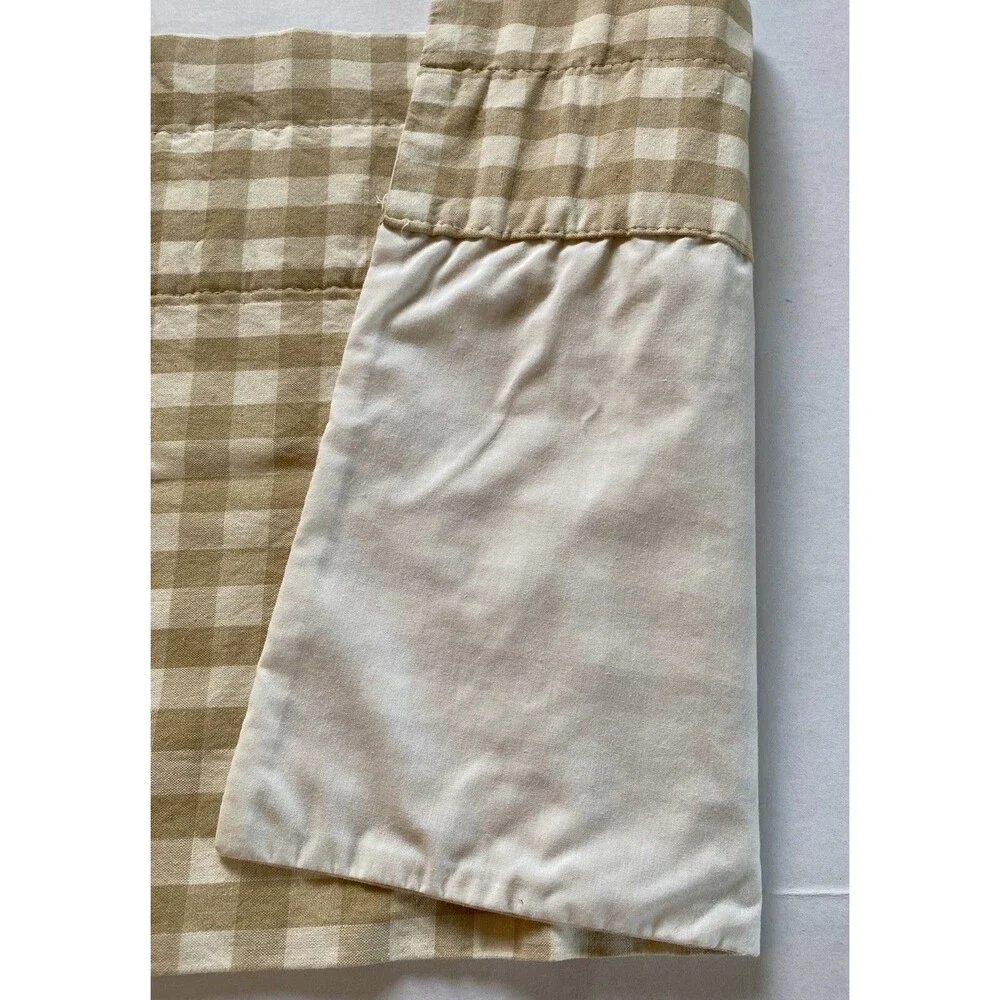 Window Valance Country Curtain Cabin Decor Plaid Tan 14 x 40 Rod Pocket Lined